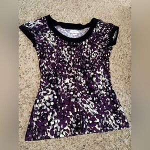 Van Heusen Purple and Black Patterned Blouse